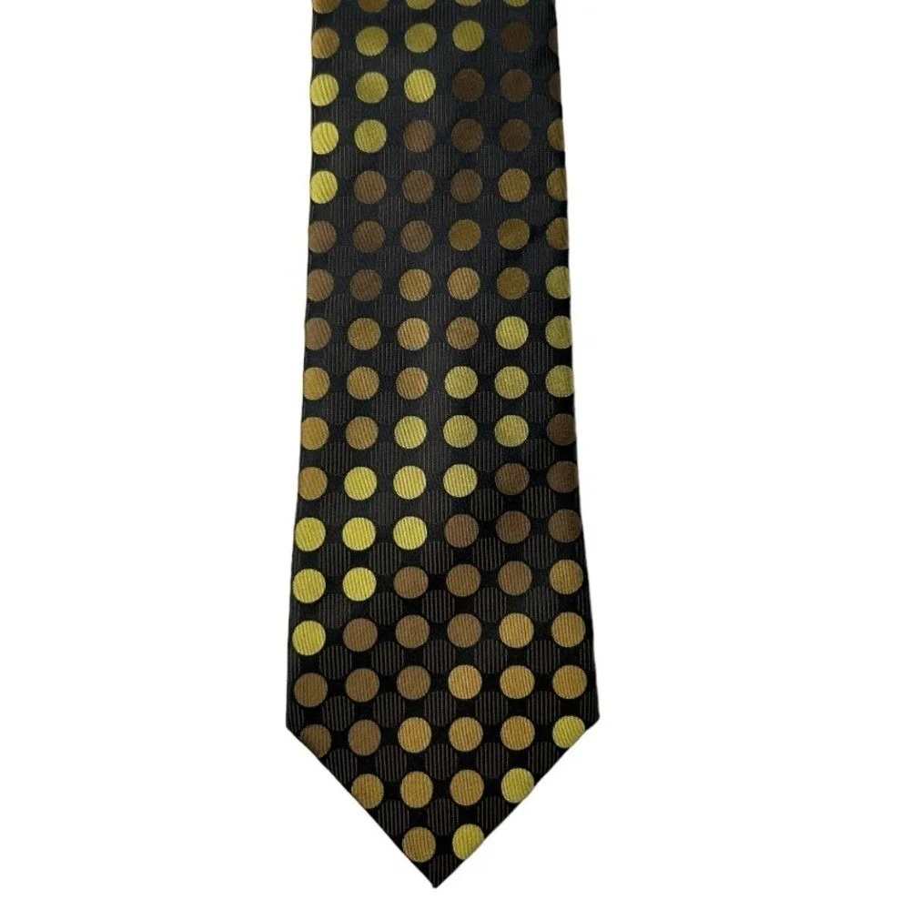 Sean John Brown Gold Polka Dot Tie Elegant Retro‎ Style 100% Silk Mens Necktie